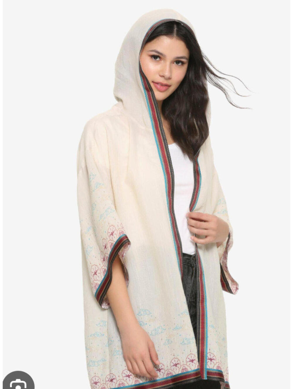 Disney Aladdin cream hooded kimono 3/4 wide sleeves open front one size A
